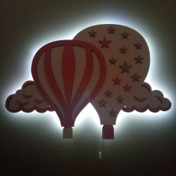 Pembe Yıldızlı Bulutlu Balon Led Aydınlatma